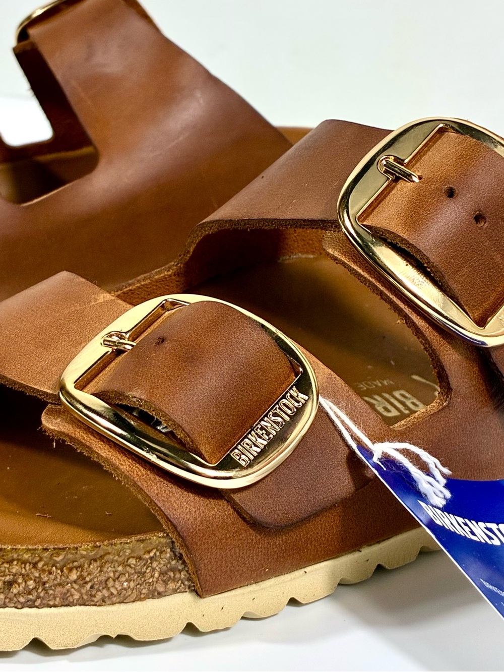 Birkenstock Arizona Big Buckle Slide Sandals Oiled Leather Antique Cognac 40EU - Picture 10 of 17